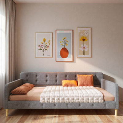 Upholstered Daybed With 4 Support Legs And 2 Armrests by Red Barrel Studio