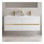 Meuble-lavabo mural avec lavabo, armoire de rangement flottante avec comptoir en résine de pierre et tiroirs à fermeture en douceur, blanc brillant-112707390