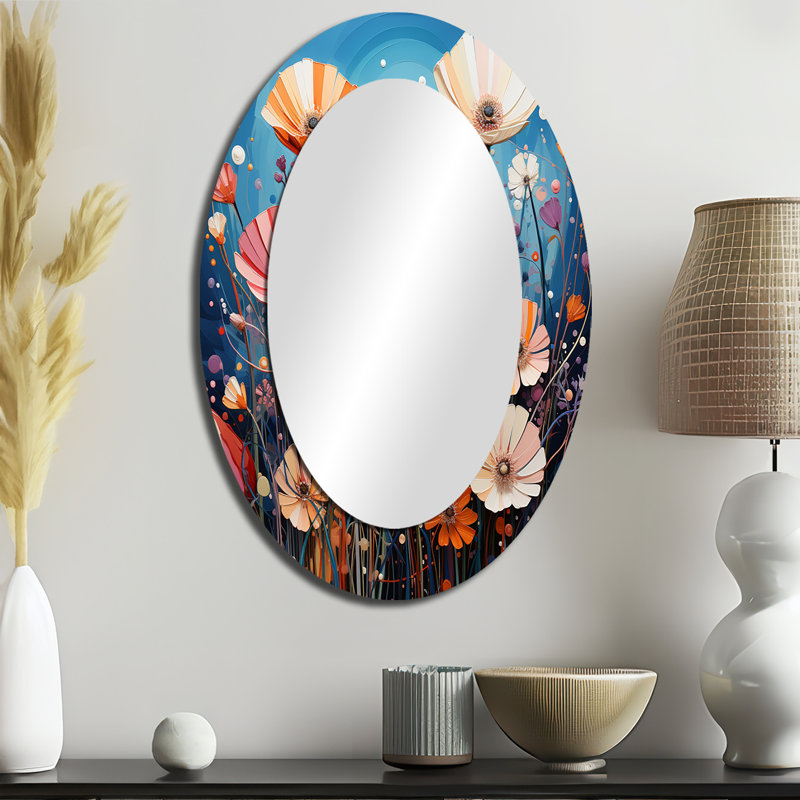 Kivett - Miroir floral en métal, 36 po x 24 po