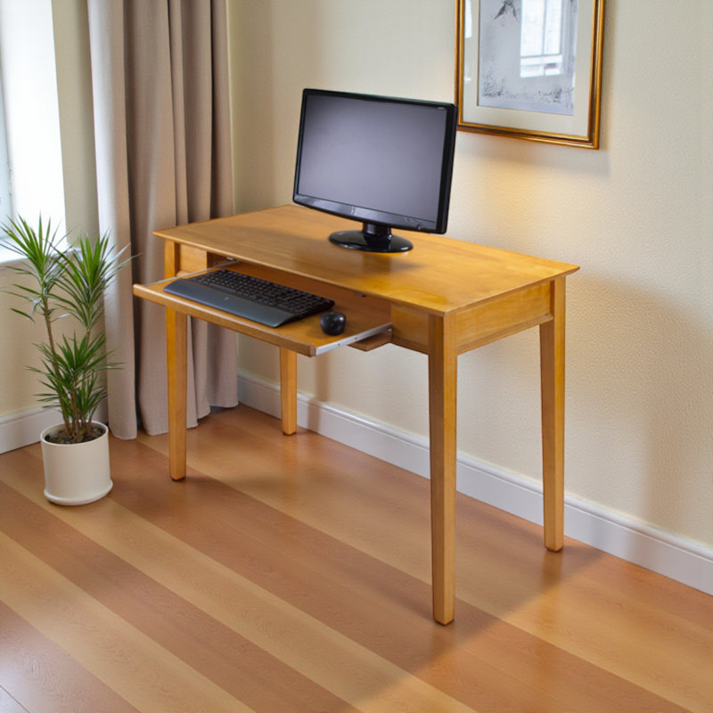 Canonbury Solid Wood Construction Computer Desk in Honey Finish, 28.72" H X 41.97" W X 20.38" D