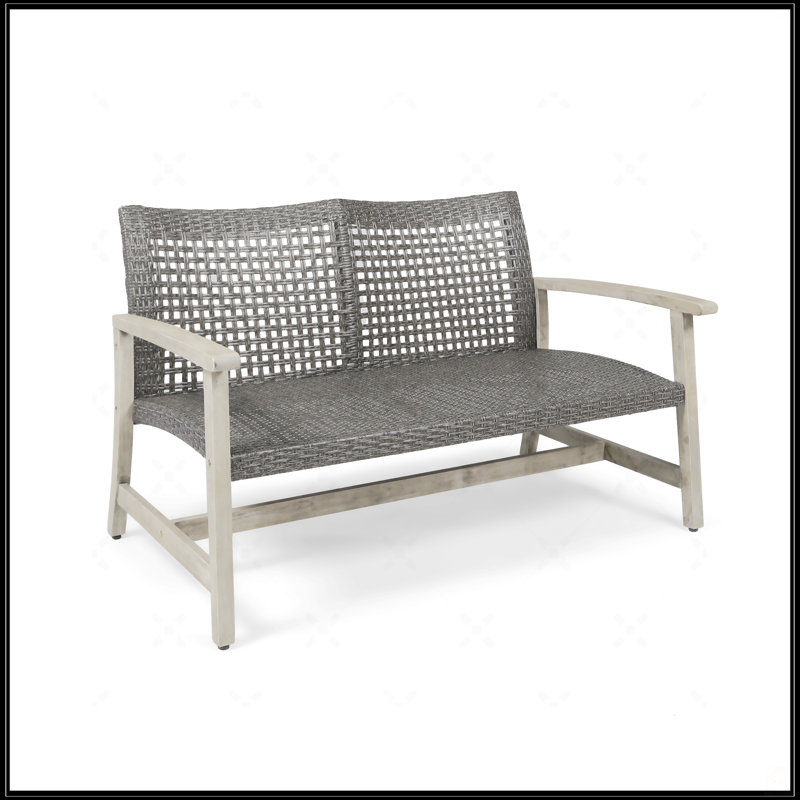 Causeuse Wood + Wicker, Gris