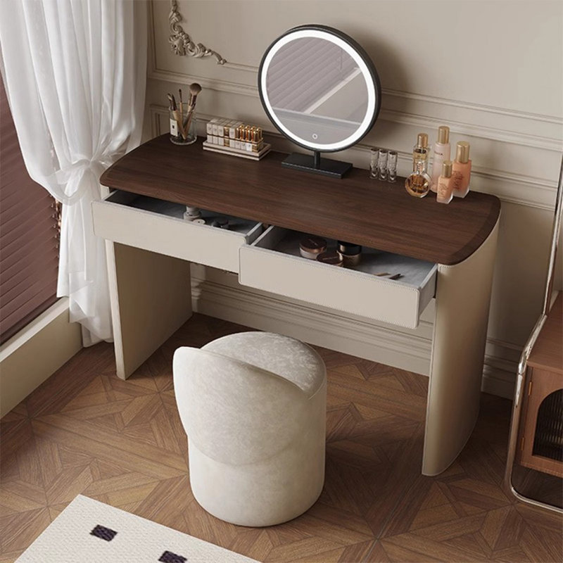 Coiffeuse de maquillage avec miroir lumineux, 2 tiroirs, prise de courant