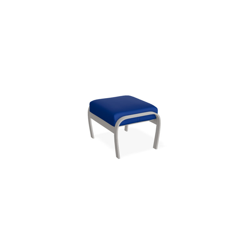 Askar Metal Outdoor Ottoman, Pacific Blue 28A, Textured Warm Gray