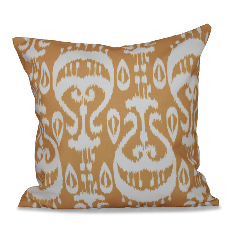 Happy Hippy Ikat Reversible Throw Pillow, 26" H x 26" W, Gold