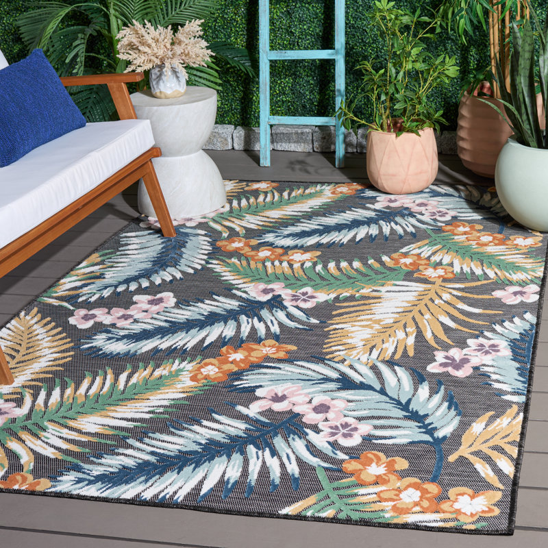 Tapis Cabana 451 à motif floral pour intérieur/extérieur, Rectangle 5'-1 x 7'-6