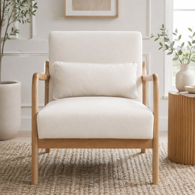 Fauteuil moderne, fauteuil d'appoint avec structure en bois massif