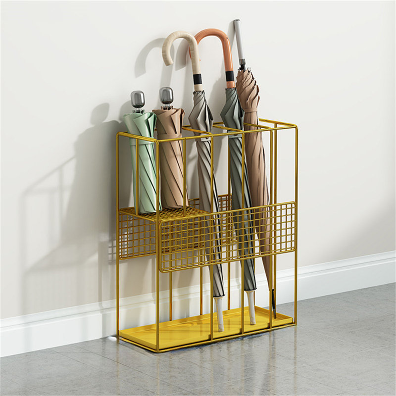Metal Freestanding Umbrella Stand, Gold