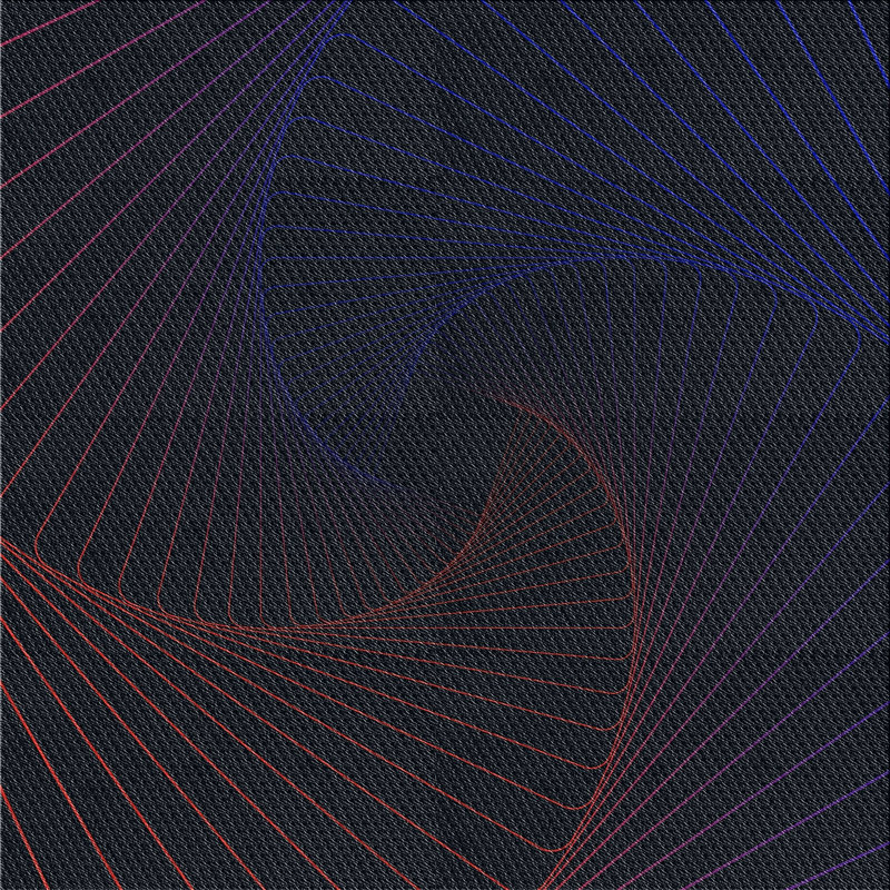 Tapis bleu/blanc à motifs, Carré 5 pi