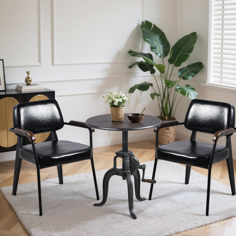 Table de bout en fer antique avec manivelle industrielle, Argent argent