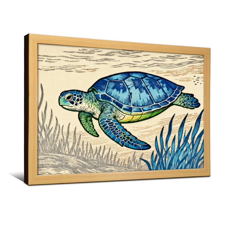 Tortue de mer, H 12 po x l 18 po, Toile tendue, Ne s’applique pas