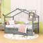 Lit simple en bois avec 2 tiroirs et garde-corps-2079343735