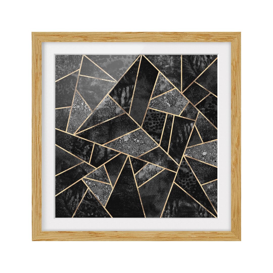 Gerahmtes Poster Grey Triangles Gold