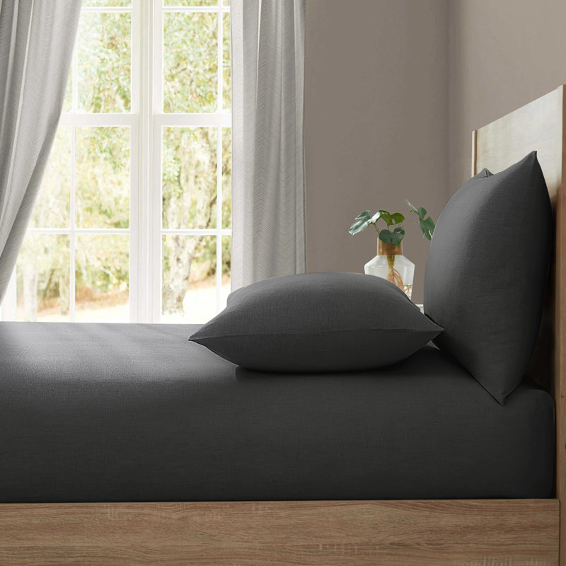 Cotton Blend Percale Fitted Sheet, Double (4'6), Charcoal