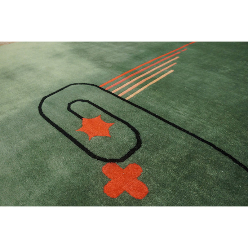 Green Color Antique Classic Art Deco Design Chinese Rug