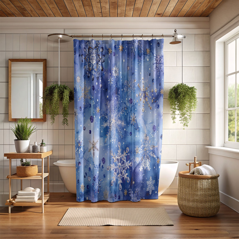 Rideau de douche Snow Flowers - Premium, H 74 po x l 71 po