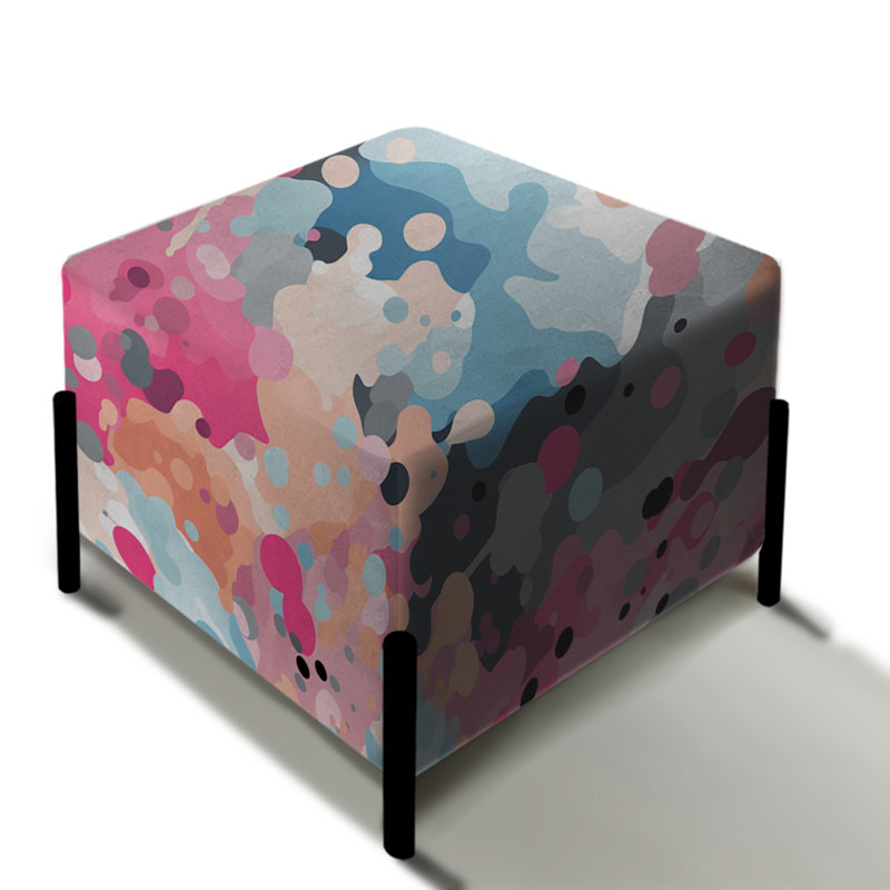 Repose-pieds carré rose abstrait Fusion