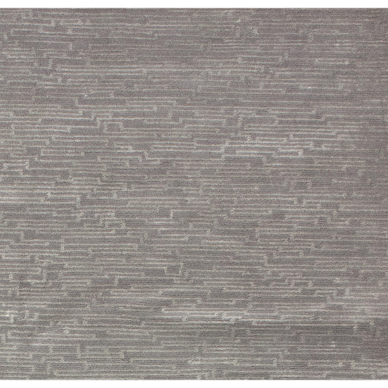 Hand Knotted Area Rug in Silver, Rectangle 6' x 9'