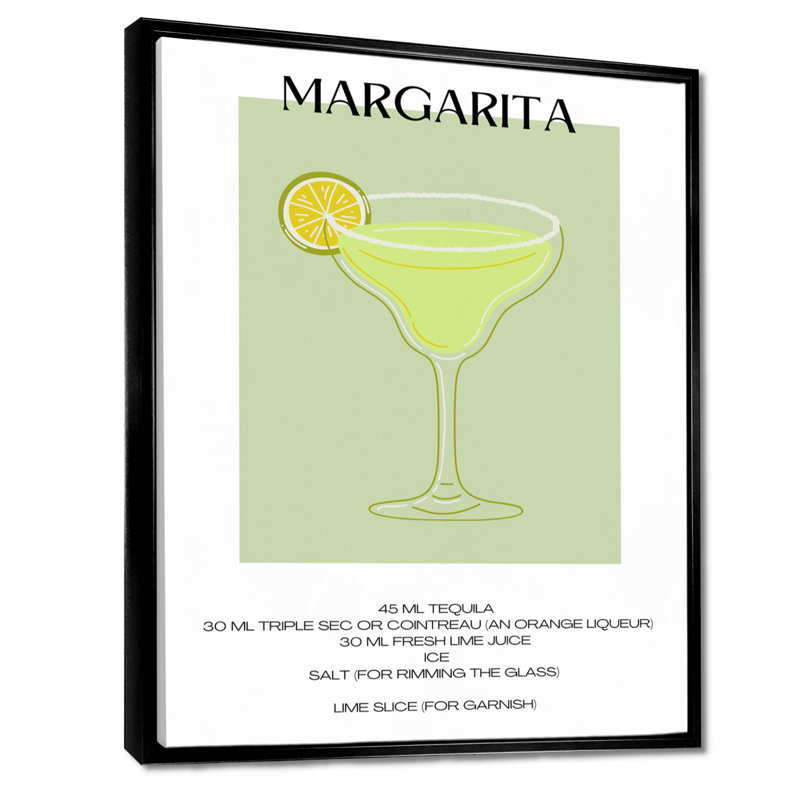Lime Margarita, cocktail mexicain I - salon d'art mural cocktails, Cadre flottant noir, H 32 po x l 24 po
