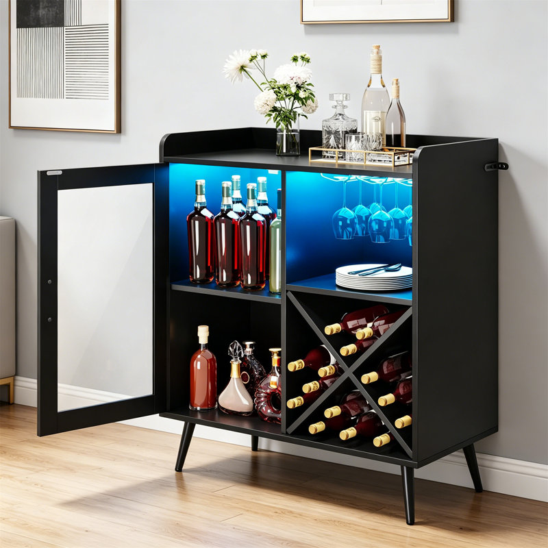 Wine Bottle & Glass Rack Black, 90 80 40