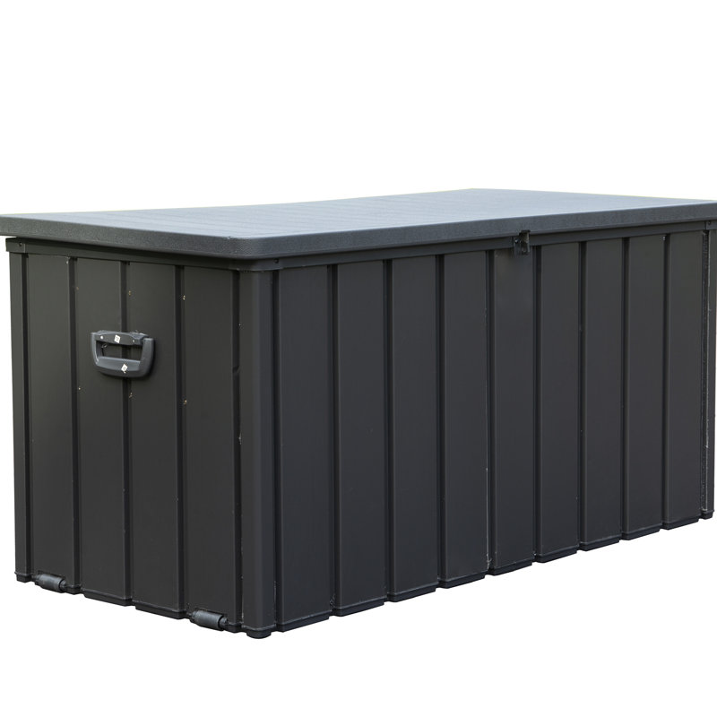 Boîte de rangement extérieure 120 gallons - Bac imperméable gris foncé pour coussins, outils et accessoires de piscine