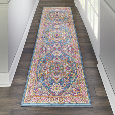 10' Floral Power Loom Runner Rug