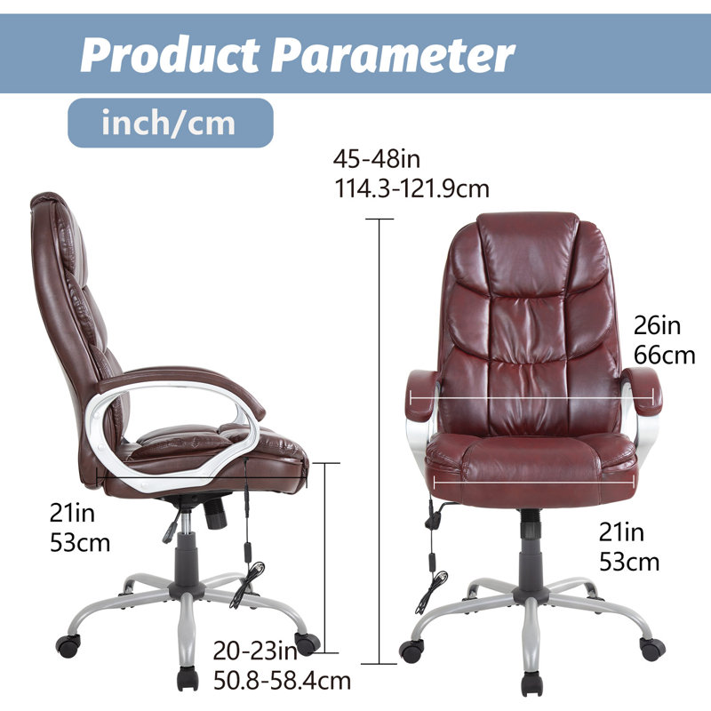 Office Chair Computer Swivel Chair Leather Task Desk Chair Adjustable Height Office Chair Swivel Desk Chair With Wheels Armrest For Home Office