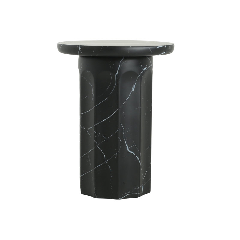 Outdoor Lightweight Concrete Black Marble Effect Side Table