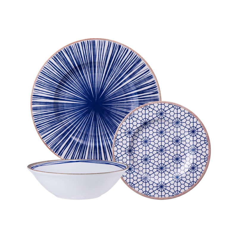 Abstratta Piece Porcelain China Dinnerware Set - Service for 4