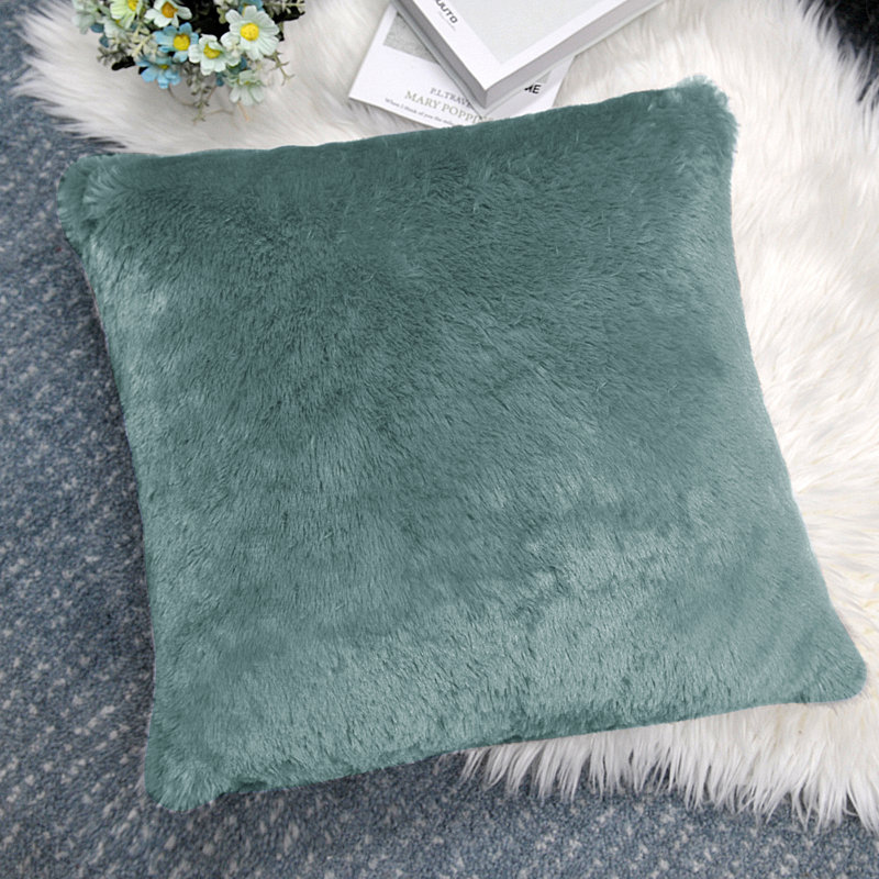 Housse de coussin réversible en fausse fourrure, Bleu sarcelle