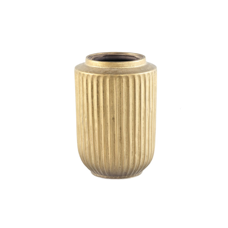 Carmona Ceramic Pot Planter, Gold, 26cm H x 18cm W x 18cm D
