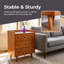 3-Drawer End Table with Charging Station, Bedside Table with Solid Wood Legs