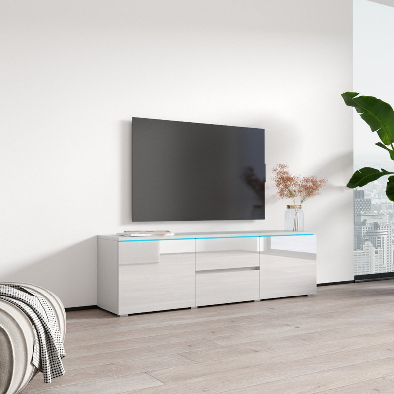 Meuble télé Euphoria, Blanc, 19" H x 63" W x 14" D