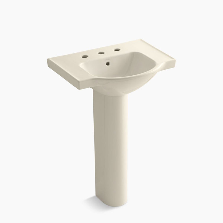 Veer™ Ceramic Pedestal Bathroom Sink with Overflow