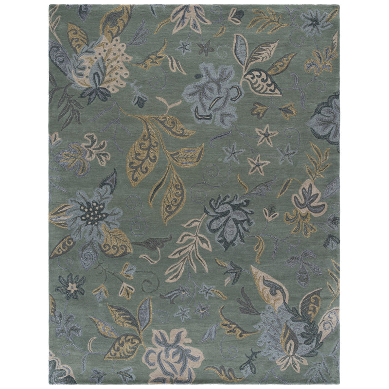 Arber Jardin Hand Tufted Wool Floral Rug, Rectangle 8' x 10'