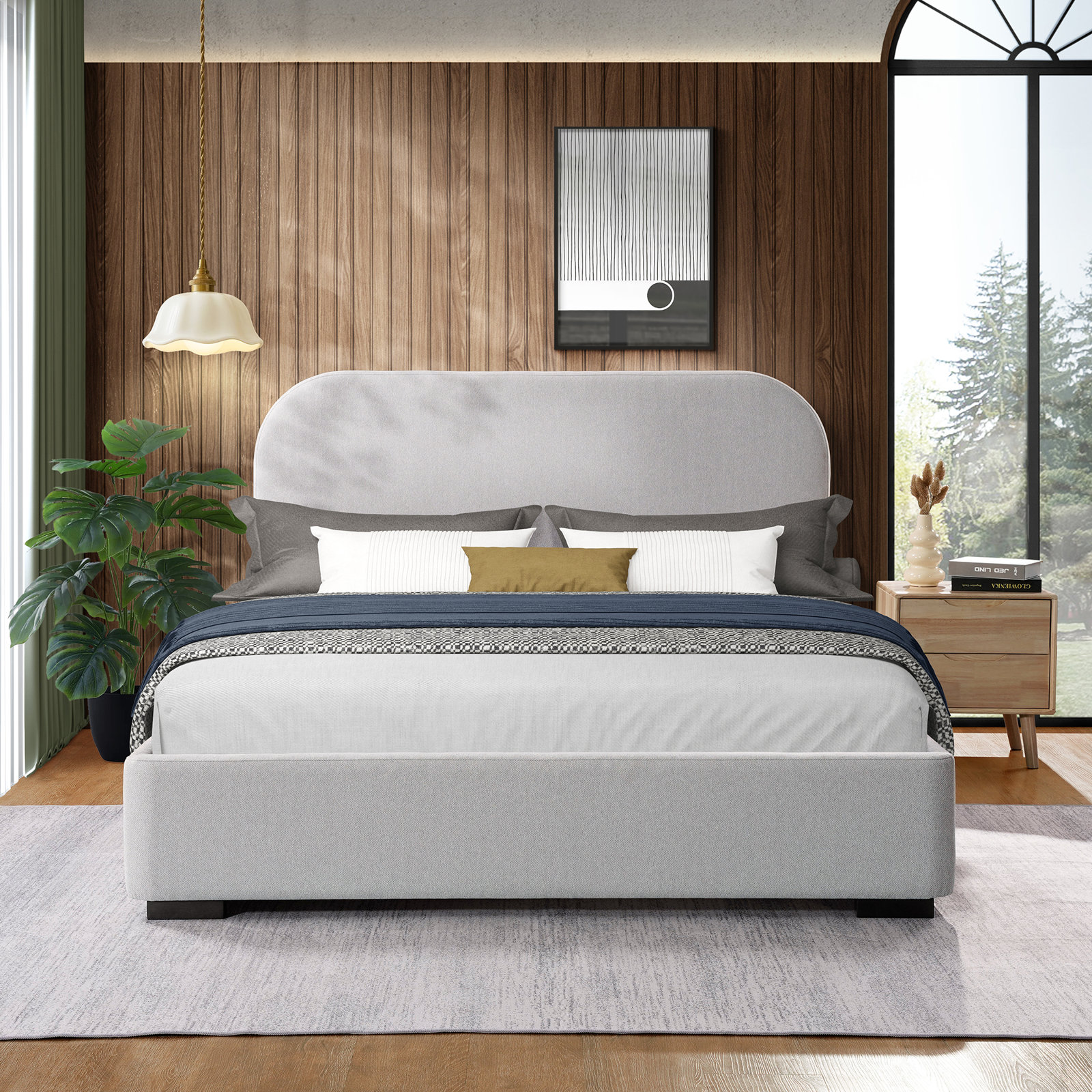 Reigen Platform Bed, Full, Pebble
