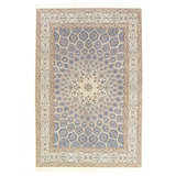 Light Blue Fine Hand knotted Persian silk & wool Nain 5'7'' X 8'5''
