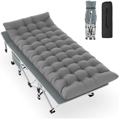 Lit de camp pliant robuste pour adultes, lit de camp portatif avec sac de transport, tissu Oxford double épaisseur 1200D, lit de camp durable pour les voyages, la randonnée et les invités, supporte 500 lb