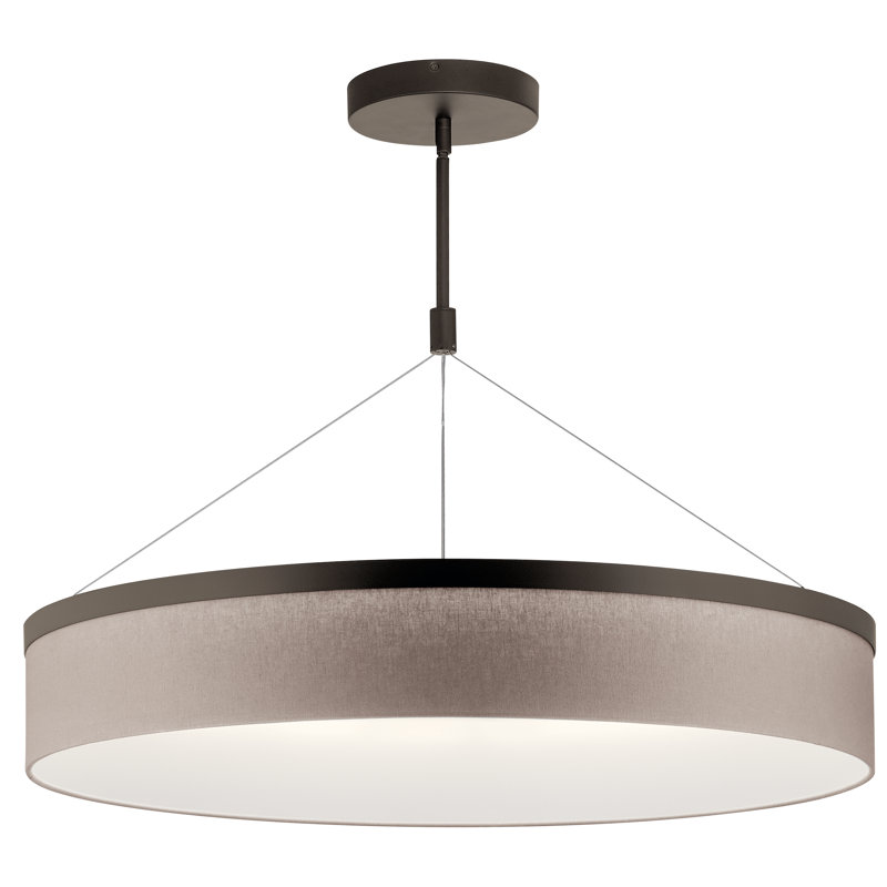 3 - Light Dimmable LED Drum Chandelier, Olde Bronze, 64" H x 32" W x 32" D