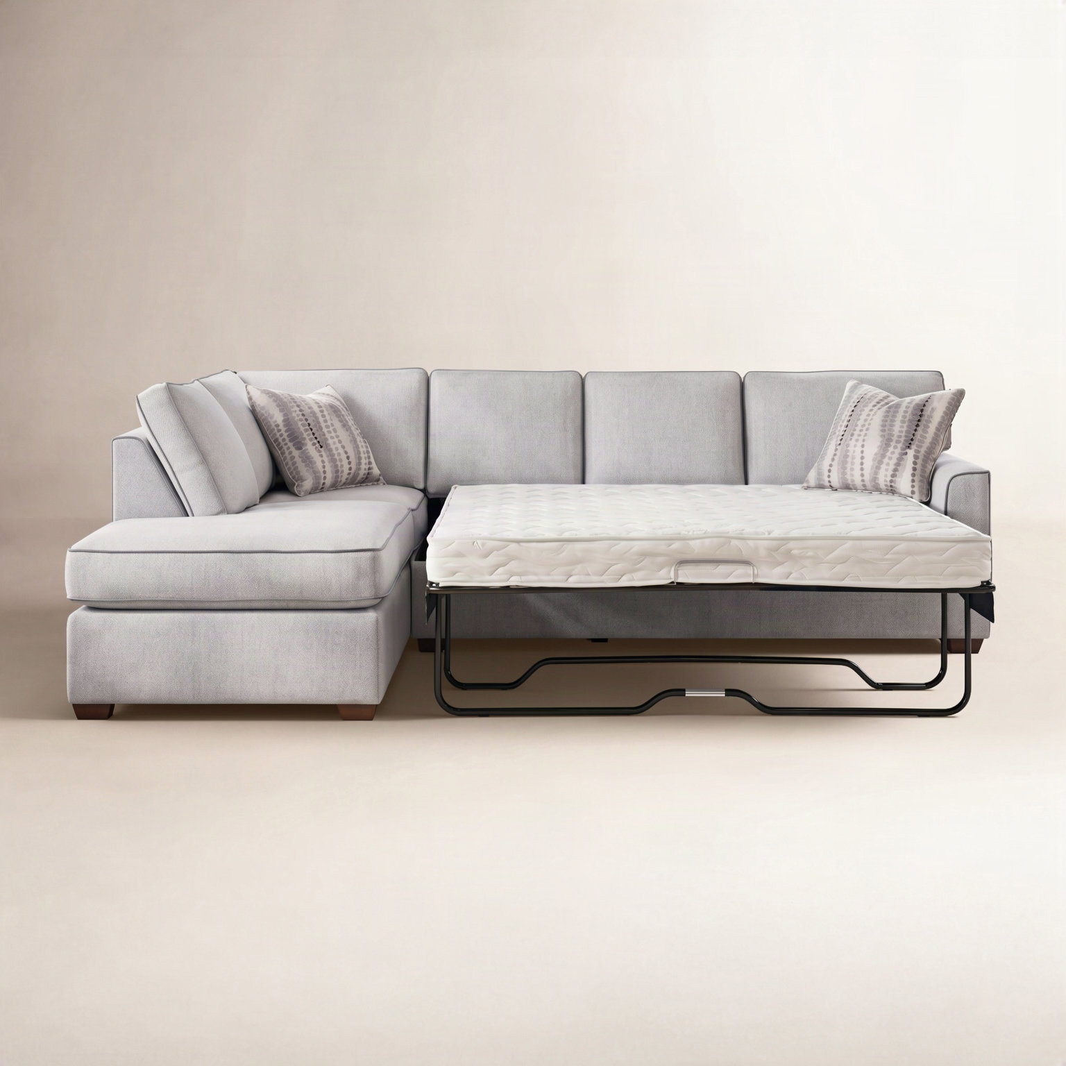Frye Sleeper Sectional, Elite Ivory; 0321-91, Frost White, Left Hand Facing