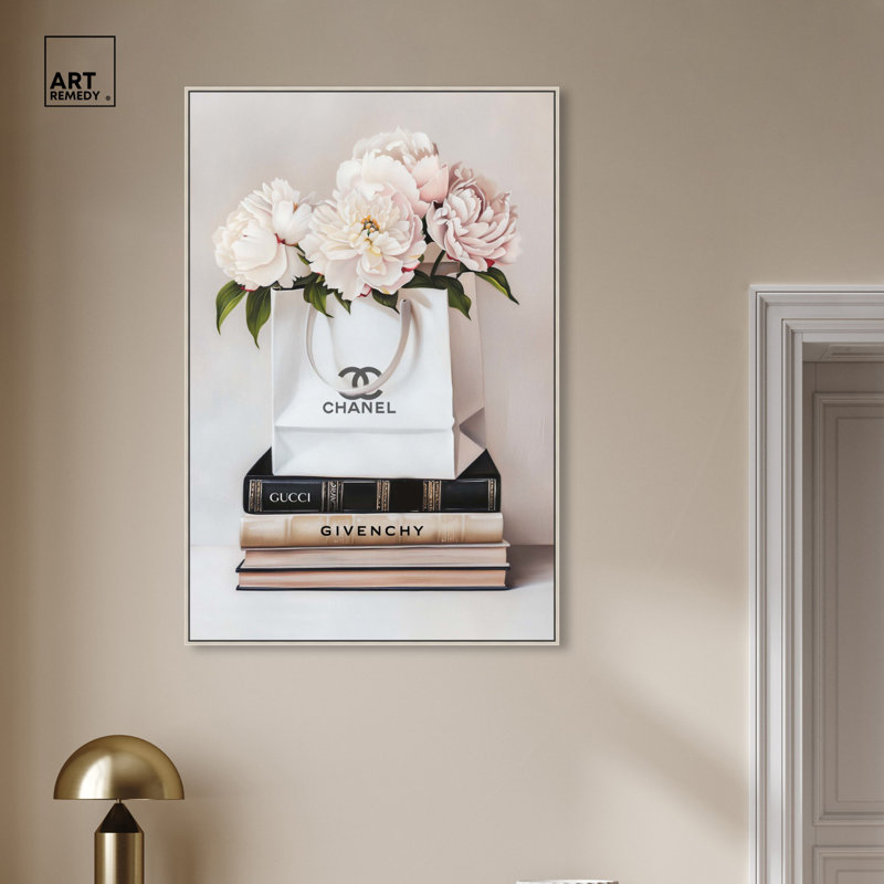 Art graphique sur toile crème, H 16 po x l 11 po, Cadre argenté