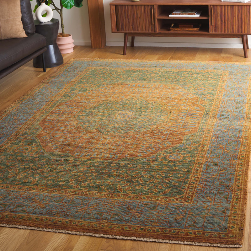 Tapis oriental en laine noué à la main Kline, Rectangle 6 pi x 9 pi