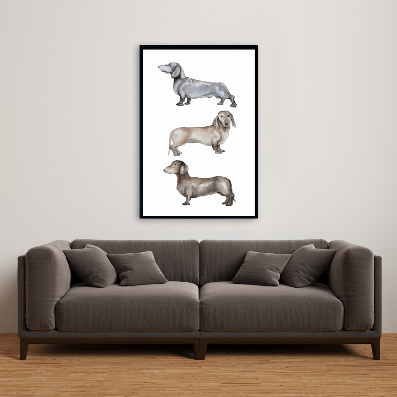 Petit chien teckel - Toile brune encadrée Home Decor