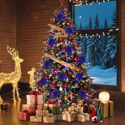 24 pièces de fleurs de poinsettia artificielles, grandes fleurs de Noël en velours de 6,3 po avec tiges, choix floraux pour guirlande de sapin de Noël, décorations de mariage, bleu royal