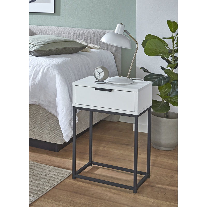 Console End Table with Storage, White, 60cm H x 40cm W x 28cm D