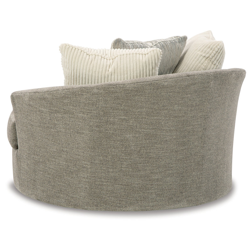 Creswell Oversized Gray Microfiber Swivel Accent Chair