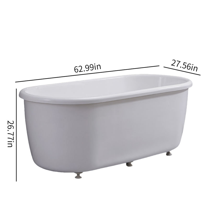 Ensemble de baignoire simple et moderne en acrylique blanc l 62,99 po H 26,77 po