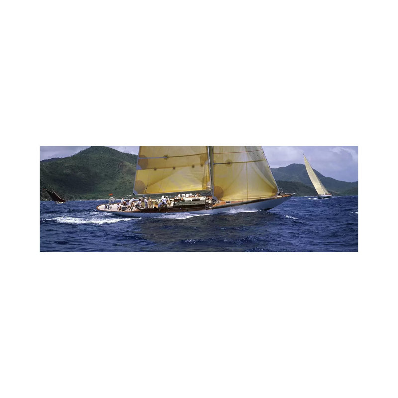 Yacht Racing In The Sea - Wrapped Canvas Panoramic Print, 30.48 cm H x 91.44 cm W x 1.91 cm D