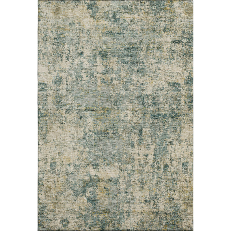 Premium Machine Washable Mayfield AMF2061 Abstract Rug, Aloe, 5' x 7'6"