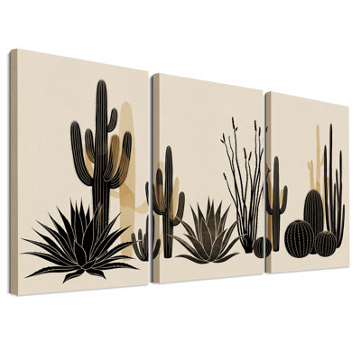 Cactus noir et doré, ensemble de 3 plantes botaniques