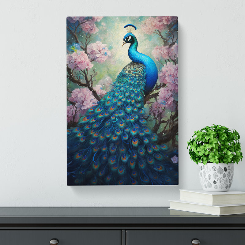 Peacock Romanticism - Wrapped Canvas, 60cm H x 40cm W x 3cm D